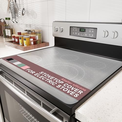 Image of Stove Top Cover for Electric Stove - Food Grade Ceramic Stove top Cover, Silicone XXL Dish Drying Mat, Glass Cooktop Covers, Flat RV Range top Mats (Hyaline,30x21)