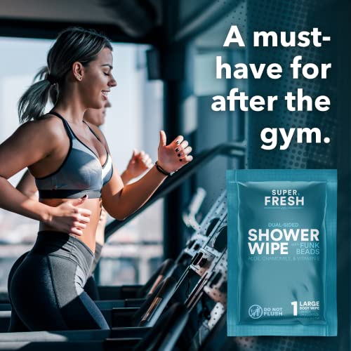 Super-Fresh-FunkBlock-Shower-Wipes-Large-Body-Wipes-for-Hygiene-Camping-Wipes-Gym-Travel-No-Rinse-Bathing-Wipes-with-Aloe-Vitamin-E-Unscented-Bag-of-10-Individually-Wrapped-Wipes