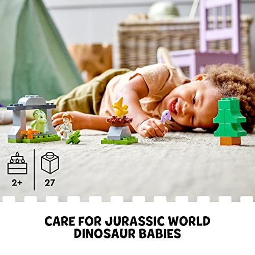 Image of LEGO 10938 DUPLO Jurassic World Dinosaur Nursery with Baby Dino Figures and Triceratops, Toys and Stones for Toddlers from 2 Years, Girls and Boys