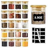 Glass Jars with Bamboo Lid 2.5oz 20Piece Mini Size Food Storage Canisters Set Meal Prep Container for Kitchen Rice Cereal Beans Candy Food Flour Airtight Jars