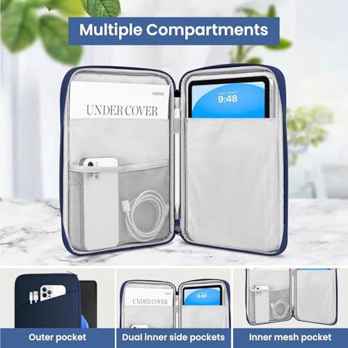 Image of Dyazo Tablet Sleeve for 9-11.6 Inch Tablets | Water-Resistant Protective Case with Front Pocket | Compatible with iPad Pro /Air, Samsung Galaxy Tab S9 /S8 /A9+, Lenovo, Realme, Xiaomi & OnePlus (Blue)