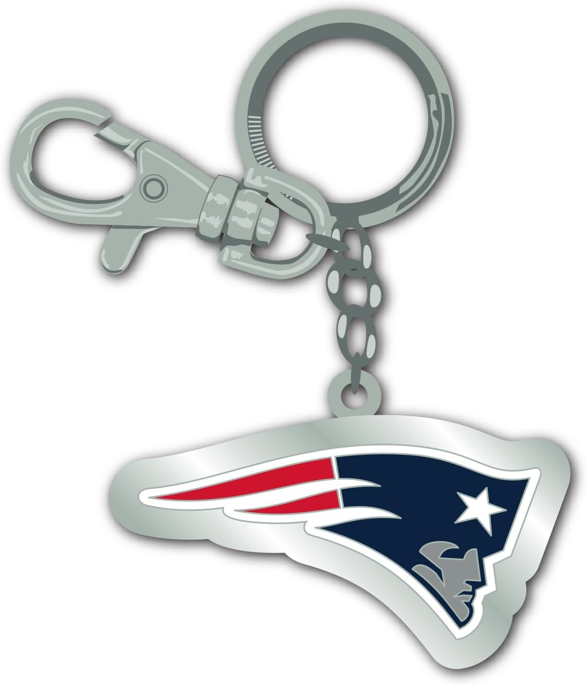 Denco New England Patriots Keychain – Official NFL Team Logo Metal Key Ring with Clip, Football Fan Gear Accessory for Keys Backpack Bag, NFL Gifts for Men Women