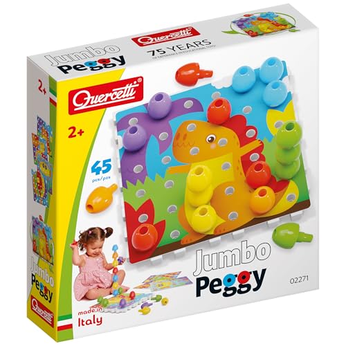 Quercetti Jumbo Peggy, 45 pcs, Jeux de Construction et Mosaique Enfant, Jouet Enfant 2 Ans +, Jouets d'Activité et de Développement Montessori, Motricité...