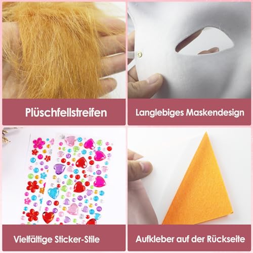 MoguGo Therian Mask DIY Set, 6 Stück Katzenmaske zum Bemalen, Leere Therian Katzenmasken zum Basteln, DIY Papier Maske für Cosplay, Halloween, Maskerade