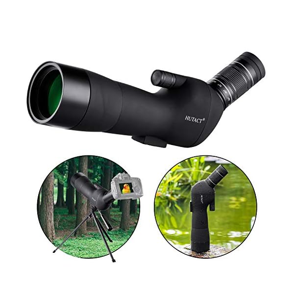HUTACT Spektive 20-60X60 vogelbeobachtung, 60mm breites Objektiv, maximal 60-fache Verstärkung mit High-End-Optik, so DASS die Anwender Tiere, Vögel und Landschaften deutlich sehen können.