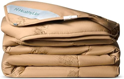 Miniatura 10 de HealthyLine Edredón alternativo de plumón de invierno de pelo camello - Manta de lana transpirable natural  Algodón, 233TC, 300 GSM - Inserto de