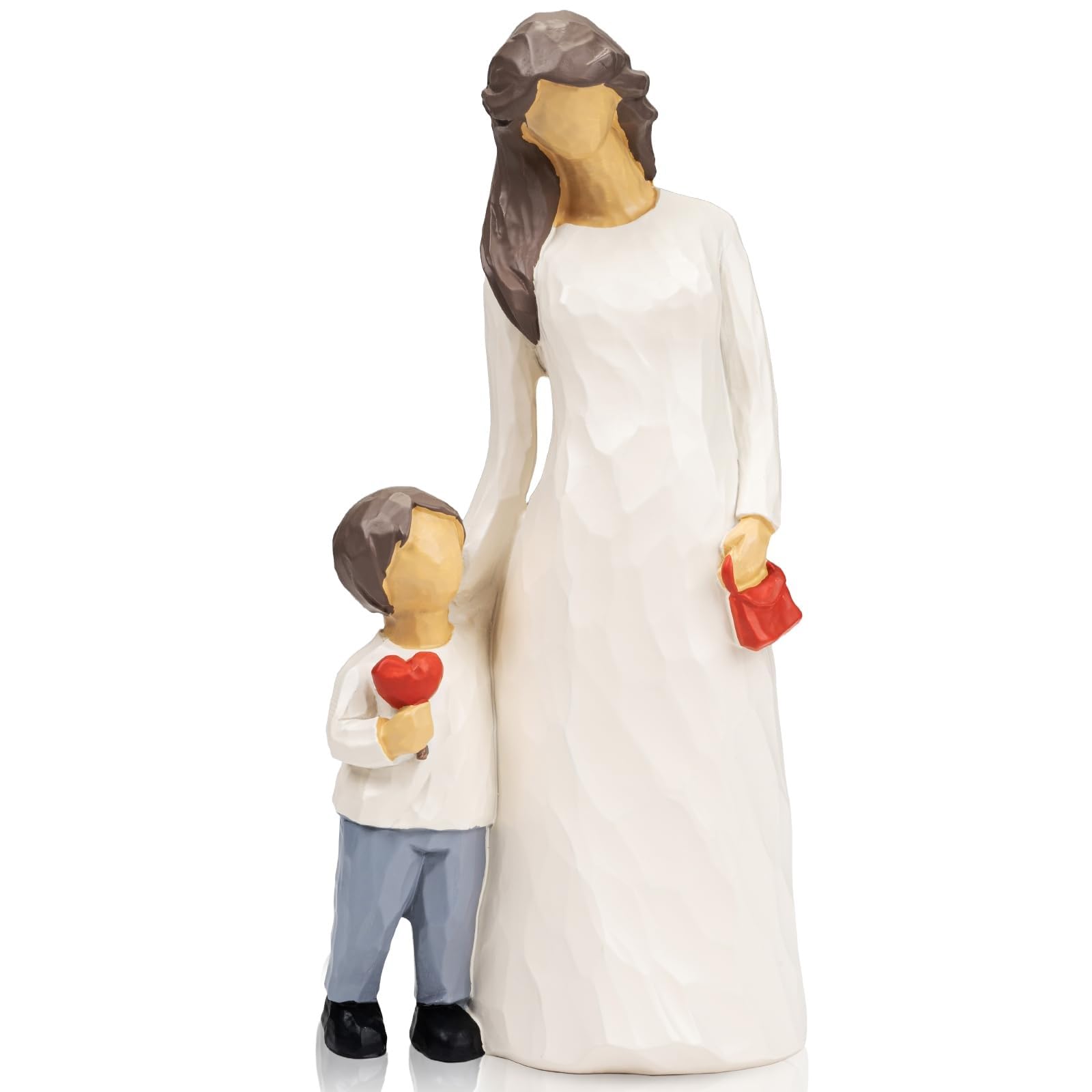 YUZDNM Mother and Son Figurines Statues, Mom Gifts from Son, Mother of The Groom Gift, Mothers Day, Boy & Moms Sculptures