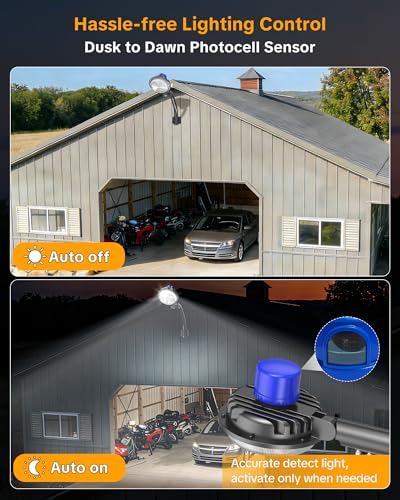 AIKVSXER 200W LED Barn Light Dusk to Dawn, Outdoor Yard Light with Pole - image 3