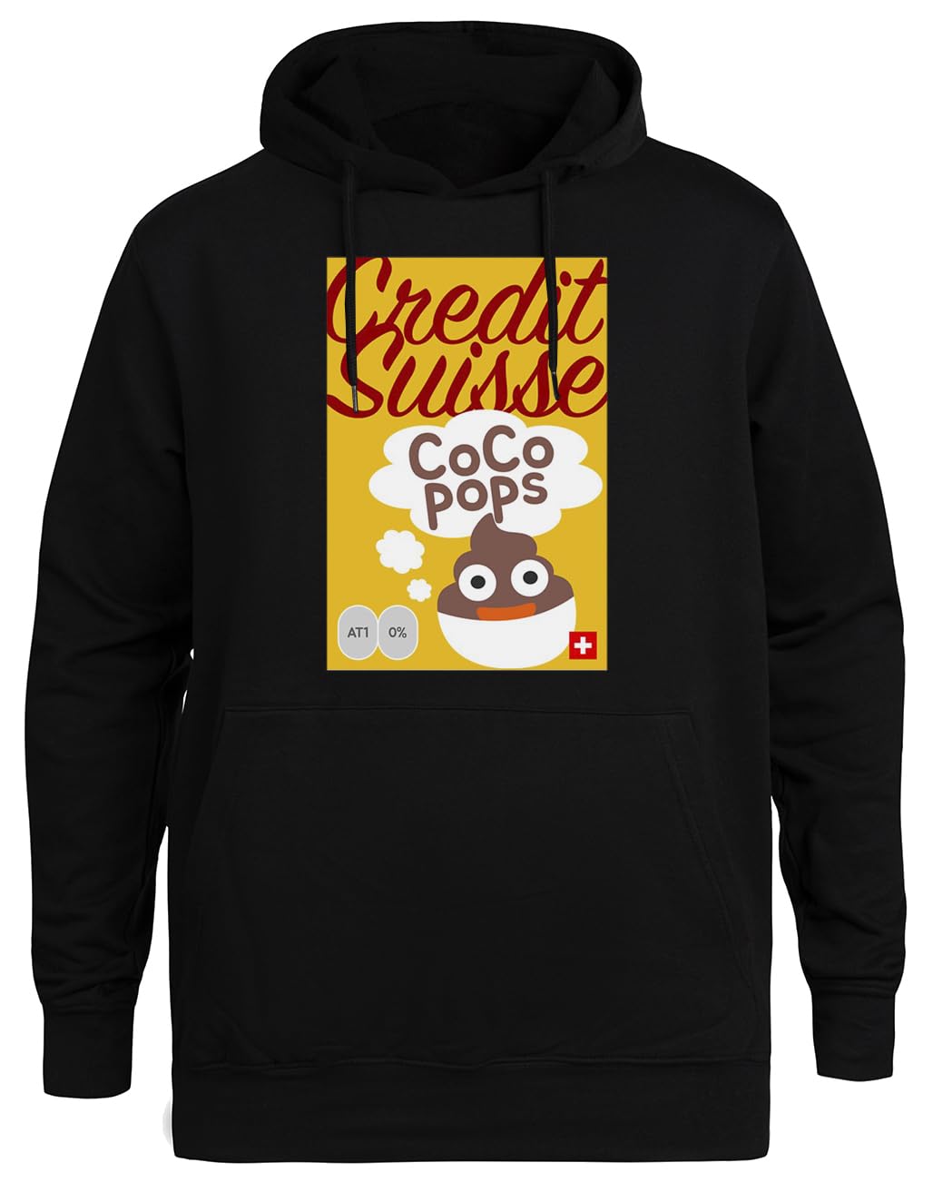 Credit Suisse Coco Pops Unisex Czarna Bluza Ekologiczna z Kapturem Unisex Black Hoodie Eco-Friendly Hooded Jacket