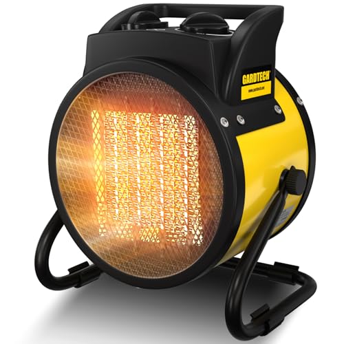GARDTECH 3000W Heizlüfter Energiesparend, Keramik Heizstrahler, Heizung Elektrisch extra Stark, Großes Luftvolumen, Kippschutz, Thermostat, 30 m² Bauheizer mit Überhitzungsschutz Gelb