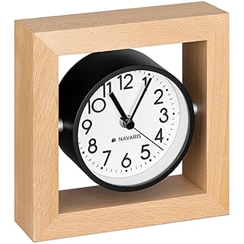 Navaris Reloj de Mesa analógico de Madera silencioso Cover