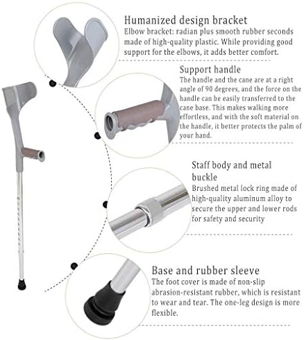 Adults Assistance Forearm Crutches, with Comfy Handle Aluminum Alloy Forearm Walking,Ergonomic Shock-Absorbing Walking Stick,Lightweight 10 Files Adjustable,B,2 Units