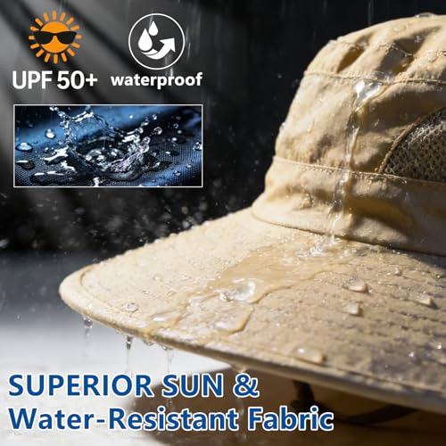 Image of ZOORON Sun Hats for Men Women Fishing Hat with Neck Flap,UPF 50+ Sun Hat Waterproof Wide Brim Bucket Hats for Safari Hiking