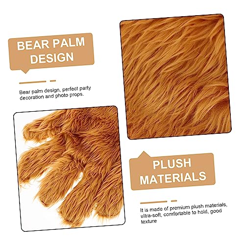 Beaupretty Creative Brown Plush Bear Palm Glove Warm Cosplay Photo Prop for Party Decoration and Masquerade Stage Performance3