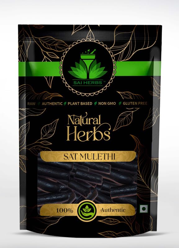 SAI HERBS Sat Mulethi Raw Herb - Rabbesoos Raw Herb - Rubulsus Raw Herb - Glycerrizine Extract - Liquorice Juice Sticks - Used For Acid Reflux - Upset Stomach - Heartburn - Pure & Natural (500 Grams)