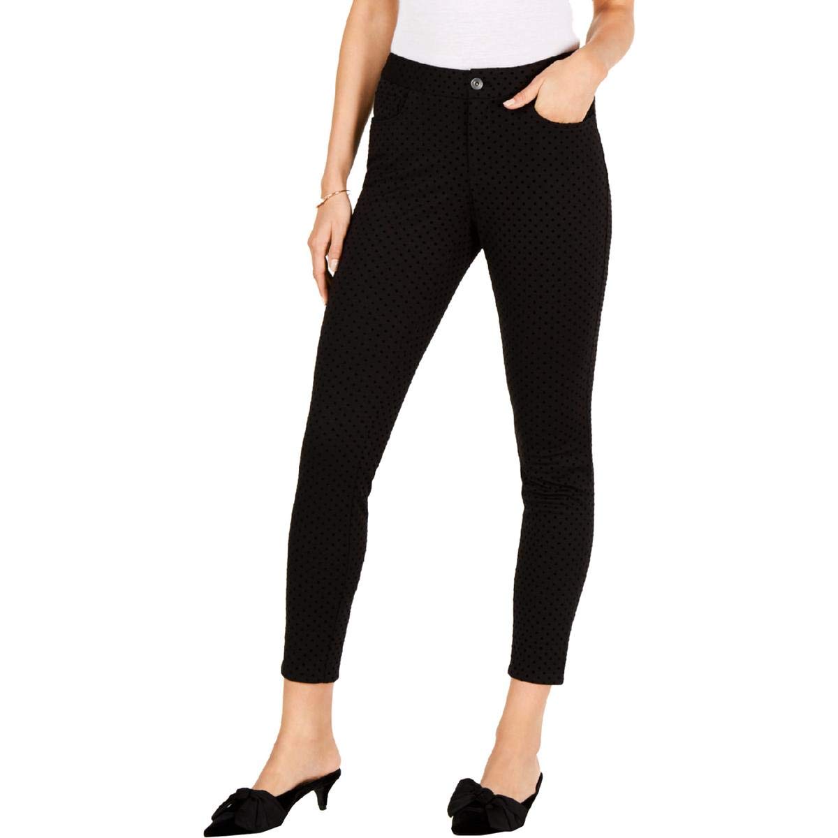 Maison Jules Womens Polka Dot Skinny Fit Ankle Pants Black XS