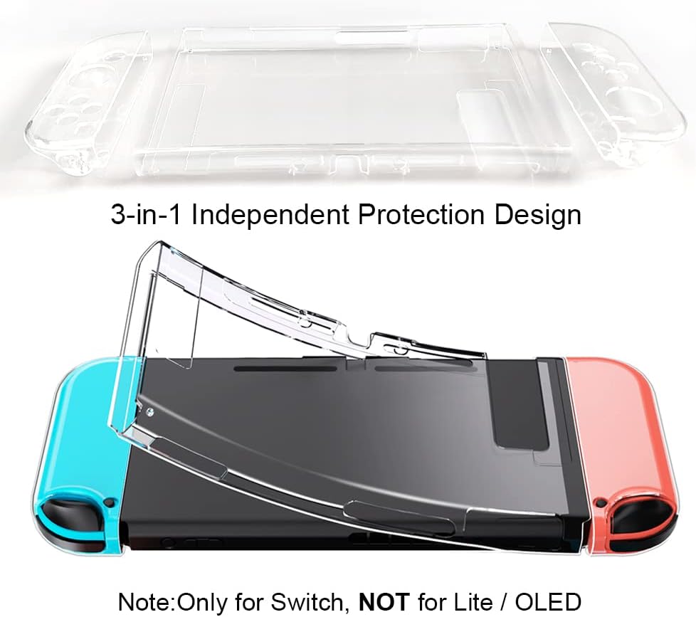Clear Case for Switch Console and Joy-Cons, Transparent Protective TPU Cover Soft Flexible Shell - Image 3