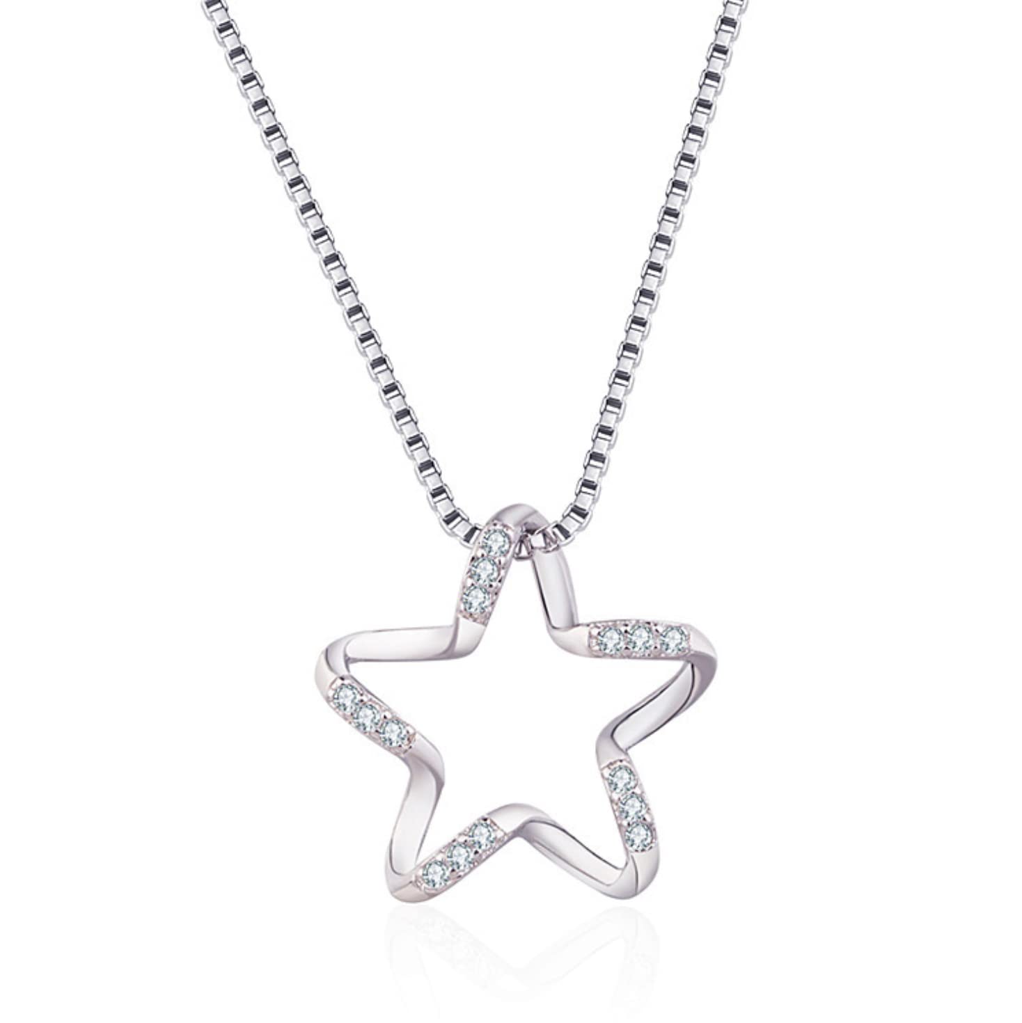 Bling Queen Womens Silver Plated Star Winded Pendant With Long Chain, Zirconia Necklace, Star Pendant, Women Necklace, Cubic Zirconia Star Necklace, Dainty Necklaces For Women Trendy(Silver) (B09LVKTRLN) Amazon Price History, Amazon Price Tracker
