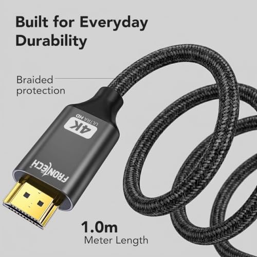 Image of FRONTECH Type-C to HDTV Cable - 1.0m Braided Ultra HD 4K@60Hz Adapter Cable with Gold-Plated Connectors (NC-0087)