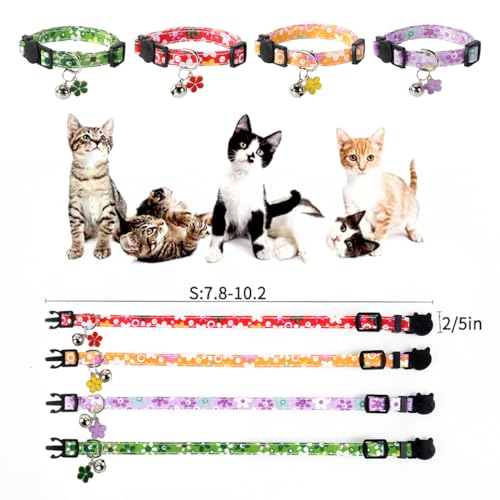 image for SuperBuddy Cat Collars Breakaway with Bell - 4 Pack Cat Safety Collars