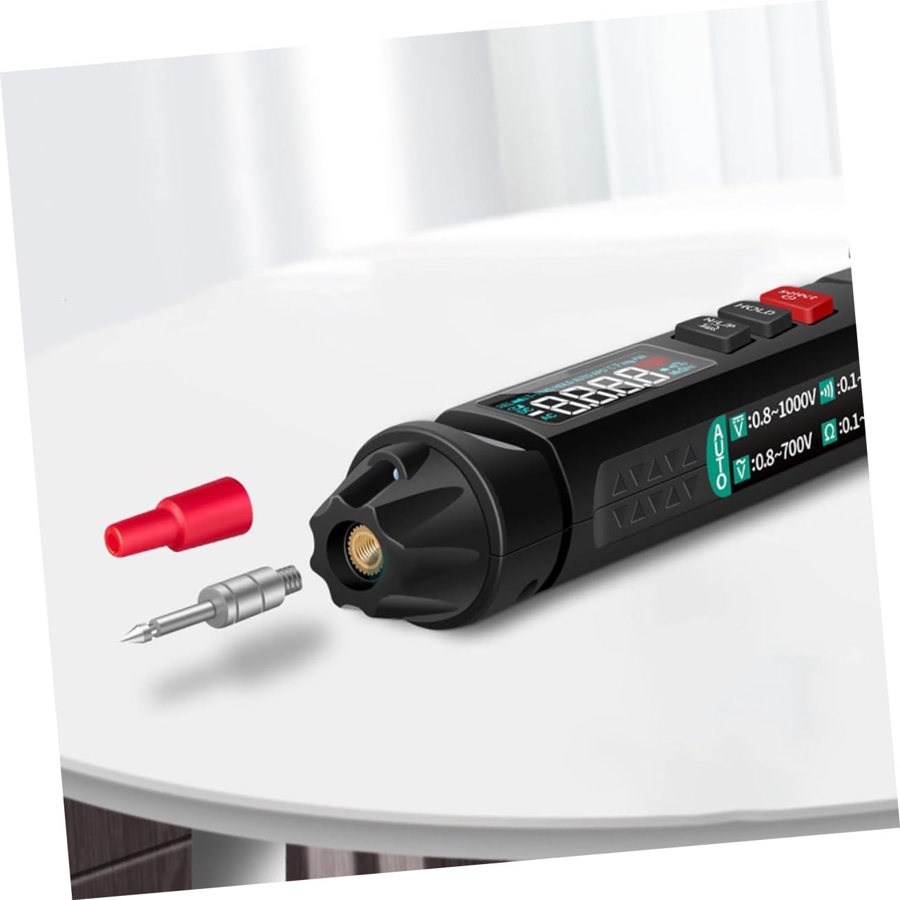 Tester Elettrico Intelligente A3008 con Display a Colori e Rilevazione Ncv | Portatile, Selezione Automatica della Sensibilità, Nero Abs, Batteria a Bottone Inclusa