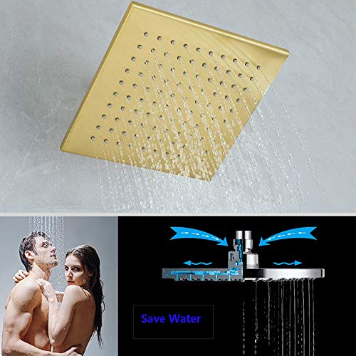 Ensemble de douche encastré multifonction or brossé 3 sorties d'eau - 4