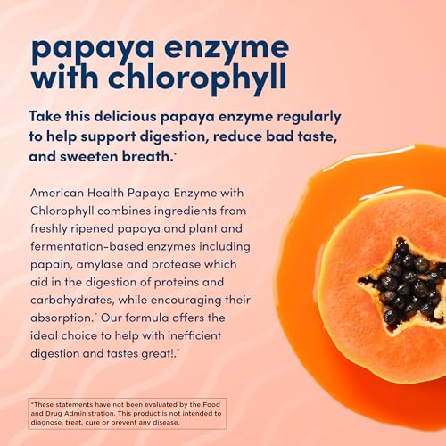 image for American Health Papaya Enzyme with Chlorophyll - 100 Chewable Tablets 