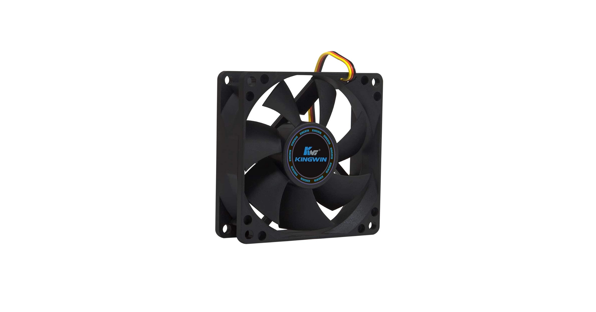 Kingwin 80mm Silent Fan - Quiet PC Cooling Fan for Computer Cases, CPU Coolers, Mining Rigs - Long Life Bearing, Maximum Airflow, Low Noise, 80mm Computer Case Fan - Black