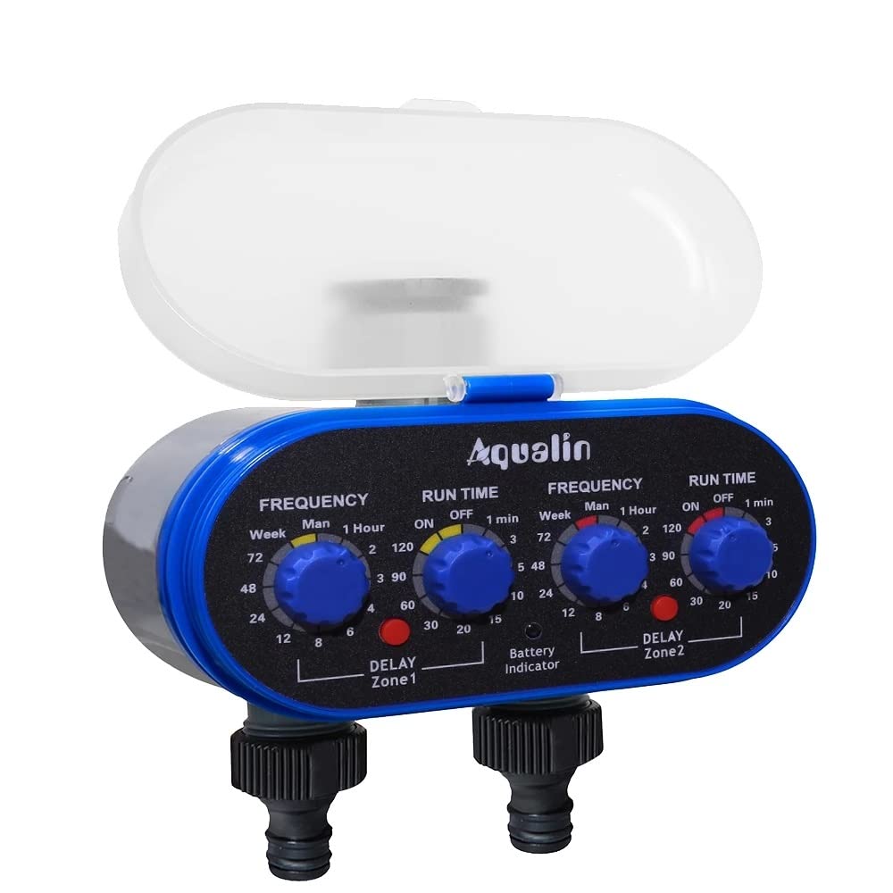 Aqualin Timer con valvola a Sfera per Sistema di irrigazione Automatico ed elettronico e Due attacchi per Tubi di irrigazione,centralina irrigazione è possibile collegare il sensore pioggia