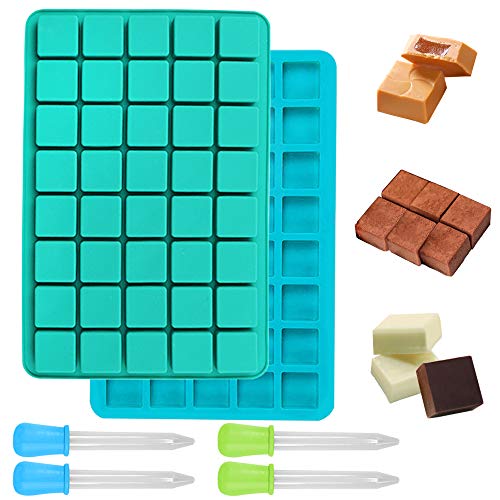 2 pièces moules à bonbons à 40 cavités en Silicone avec compte-gouttes, FineGood moules en silicone gommeux moules à barres de chocolat bac à glaçons