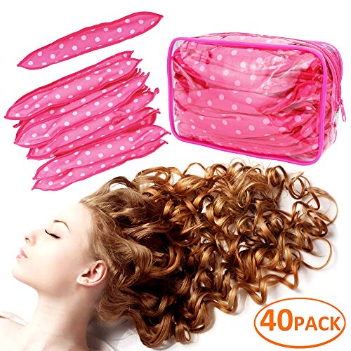 40Pcs Sponge Flexible Foam Hair Curlers Soft Sleep Pillow Hair Rollers Set with 1pcs Cosmetic Bag
