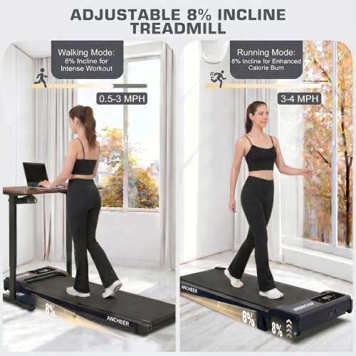Image of ANCHEER Walking Pads, 2 in 1 Under Desk Treadmill 2.5HP Compact Running Machine with Remote Control, 300lbs Weight Capacity for Home /Gym /Office,Ultra-Quiet, Installation-Free