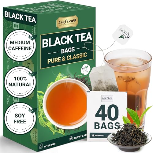 Image of LeafLea Black Tea Bags, Strong Full-Bodied Black Tea Leaves, 40 Count
