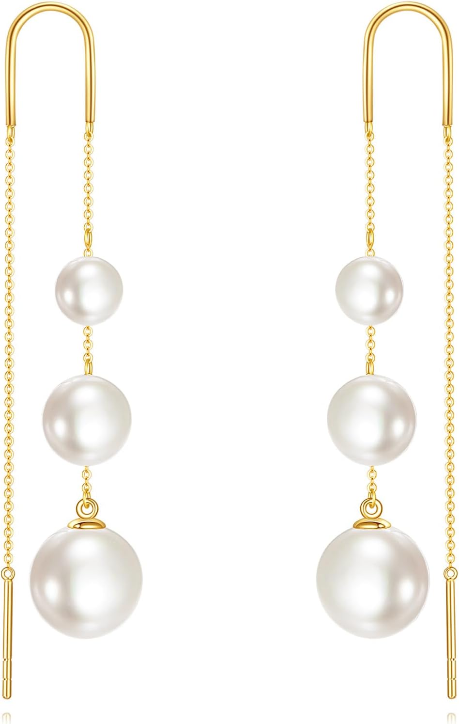 KECHO 10K/14K/18K Gold Freshwater Pink/Black/White Pearl/Turquoise/Onyx/Opal Earrings, Dainty Pearl Earrings for Women, Hypoallergenic Elegant Jewelry Gift for Her