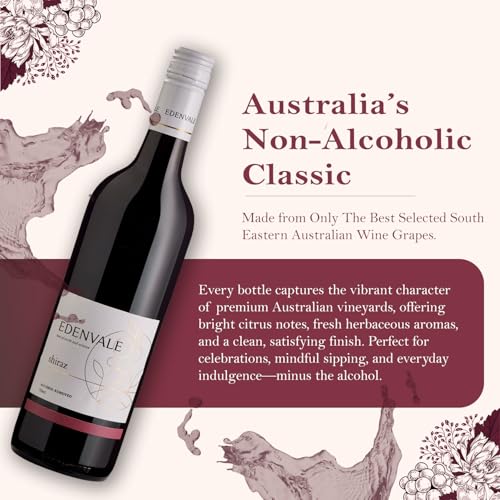 Image of Edenvale Shiraz- 750ml | Non-Alcoholic Wine | Australian Red | Grape Blend | Black Cherry Notes & Plummy Spice Flavour | Smooth, Bold Taste