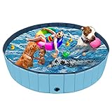 Dog Pool for Large Dogs, Kiddie Pool Hard Plastic, Dog Tub for Large Dogs, Dog Bathtub Portable, Foldable Pool for Dogs Slip-Resistant (BlueXL - 63'' x 12'')
