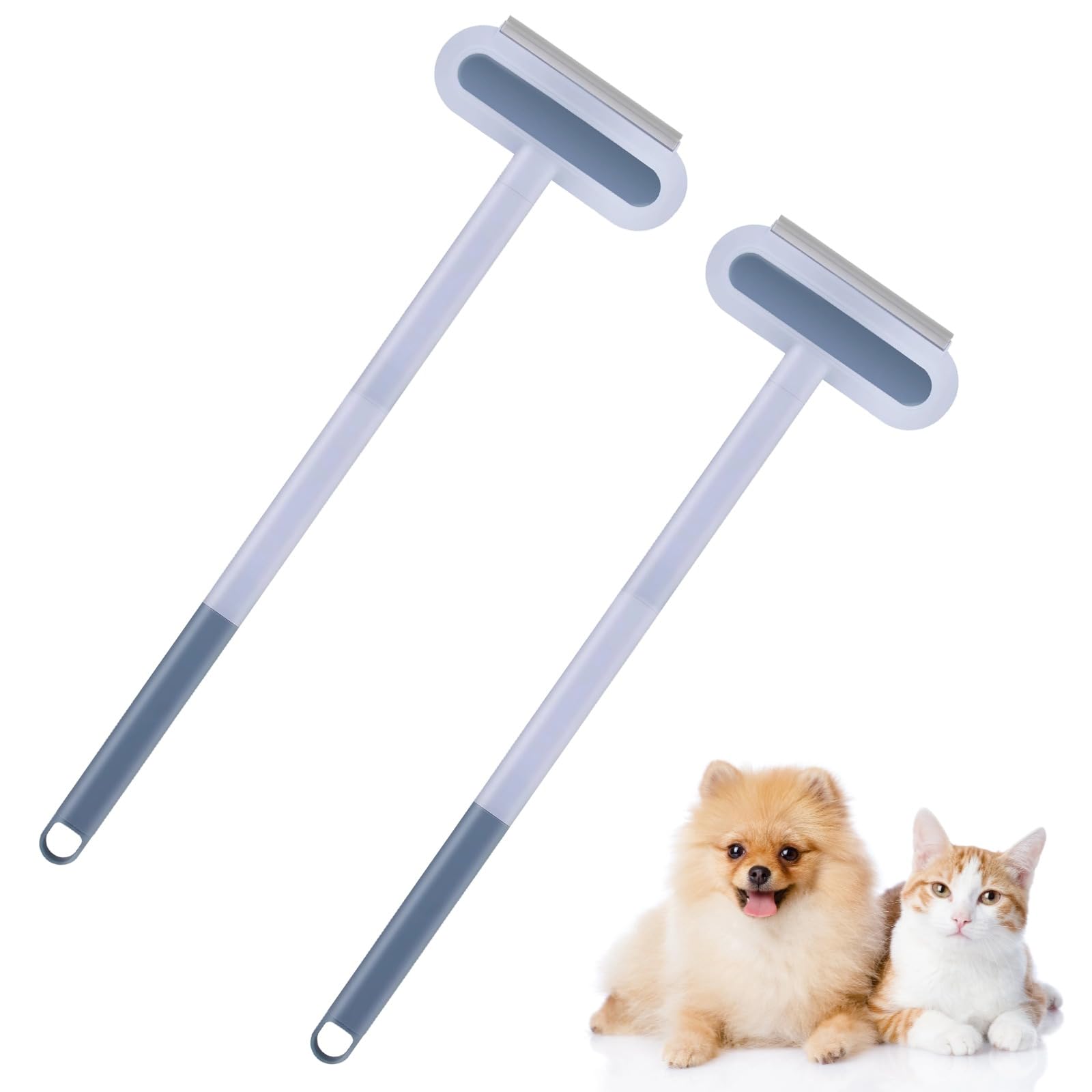 2 pezzi, spazzola multifunzione per rimuovere peli di animali domestici, con manico lungo, lavabile, 60 cm, per gatti e cani, per mobili, tappeti e finestre, spazzola per la pulizia
