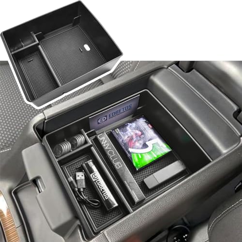 EDBETOS Acadia Center Console Organizer Compatible with 2017-2023 GMC Acadia Accessories SLE SLT AT4 Denali Armrest Box Insert Tray Secondary Storage Pallet ABS Plastic Material Black