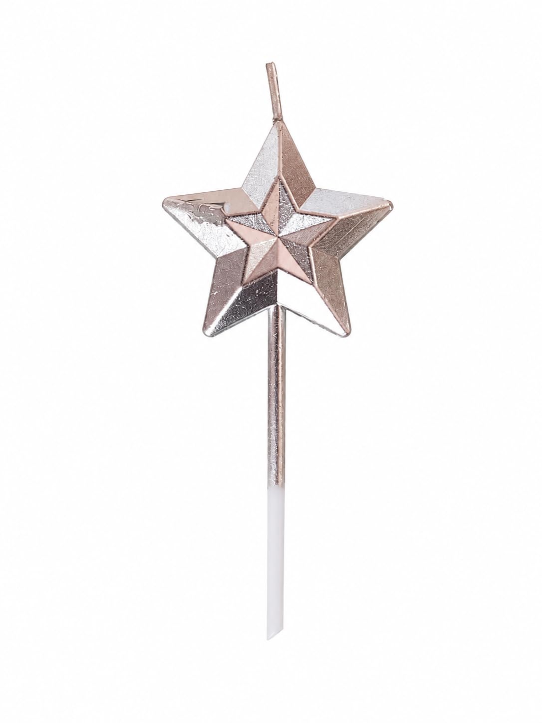 Star Shape Birthday Cake Candle, Metallic Glitter Cake Topper Candle, Single Decorative Party Candle for Birthday Cakes, Silver-image-49