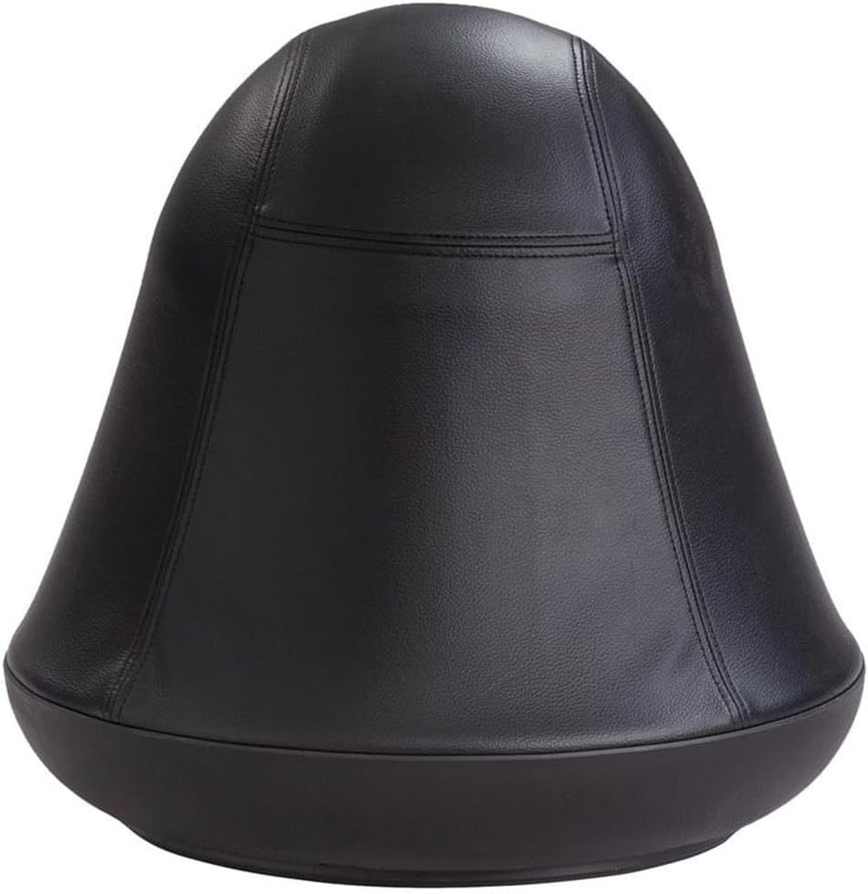 Pemberly Row Vinyl Upholstered Swivel Ball Chair, Black Finish, 17"x17"x16.75", Anti-Burst Exercise Ball, Skid-Resistant Base, Active Movement Chair for Kids, Home Office, School, or Waiting Room Use