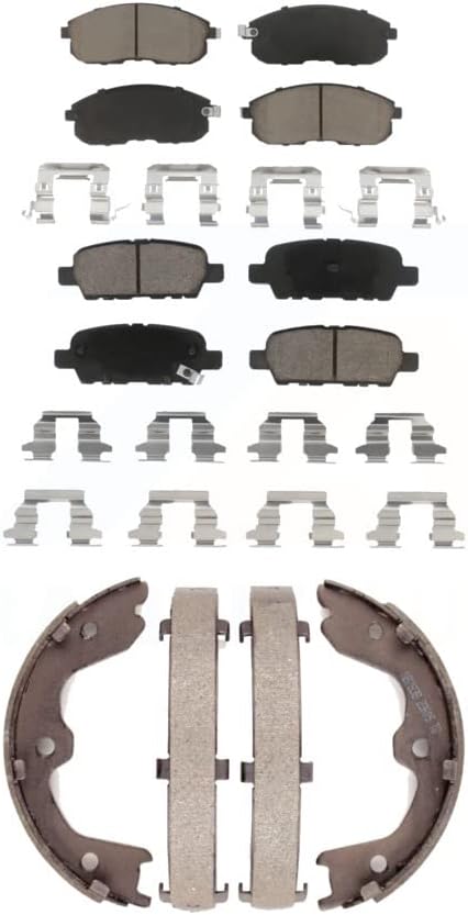 (incomplete) Transit Auto - Front Rear Ceramic Brake Pads And Parking Shoes Kit For Nissan Altima INFINITI G35 350Z KCN-100001
