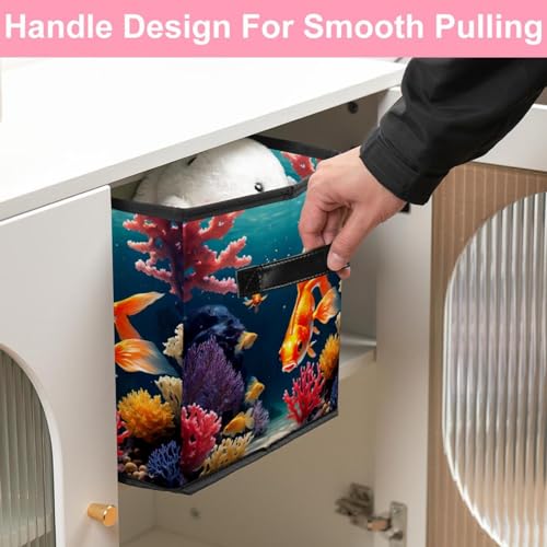 Panier de rangement durable pliable placard boîte tissu poisson - 6