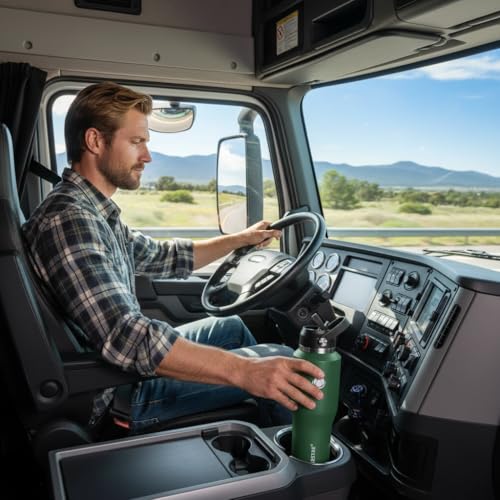 Image of SENDESTAR Water Bottle,Wide Mouth Stainless Steel Vacuum Insulated Double Wall Keep Liquids Cold or Hot All Day,Sweat Proof Sport Design,Fit Car Cup Holder,Dark Green,40 Ounces