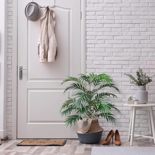 Image of Dekorly Plastic Fake Plants Artificial Floor Plants Large Tropical Palm Tree Tall Monstera Plant Without Pot Faux Plants for Indoor Outdoor Home