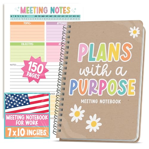 Meeting Notebook For Work Organization - Work Meeting Notebook for Women, Notebooks for Note Taking, Project Planning Notebooks, Note Books for Workers, Business Organizer Planner