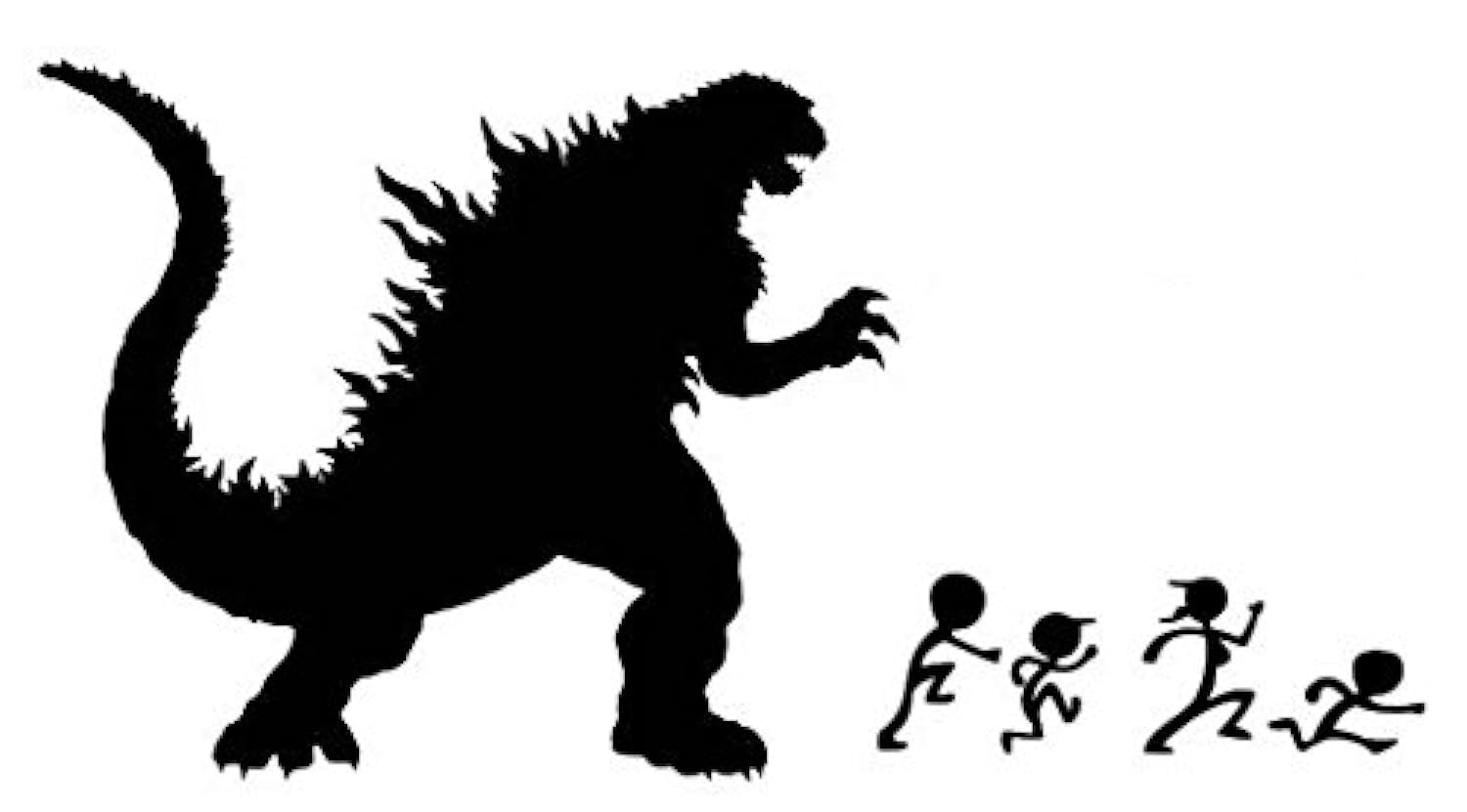 Vinyl Creations Custom Decal Godzilla Chasing the Stick Family Car SUV Truck Graphic Grunge Art Wall Sticker Car USA 6" GCS