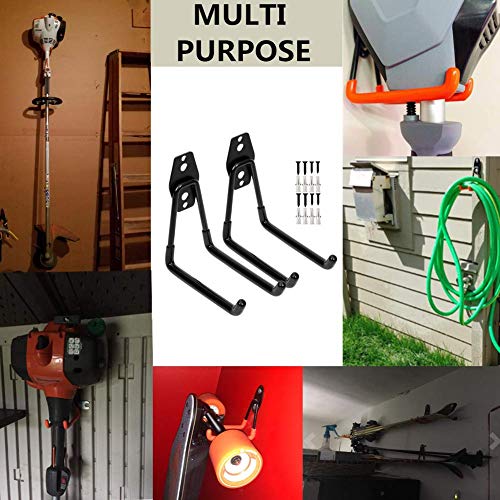 Yisunnan Garage Utility Double Hooks,Heavy Duty Steel Wall Mount Storage Organizer with Anti-Slip Coating,Load Capacity 66 LB (Black,2 Pack 5.1" + 4 Pack 3" Hook) - Image 5