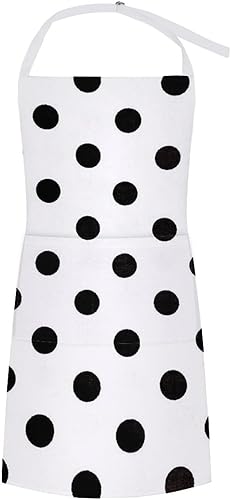 Personalized Polka Dot Adult Apron, Kitchen Cooking Aprons for Woman Man, Adjustable Bib Apron with Pocket for Baking, BBQ Crafting Outdoors, Dining