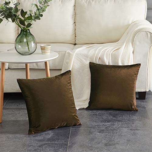 Image of GIGIZAZA Decorative Throw Pillow Covers,24 x 24 Chocolate Couch Pillow Covers,Velvet Square Cushion Covers