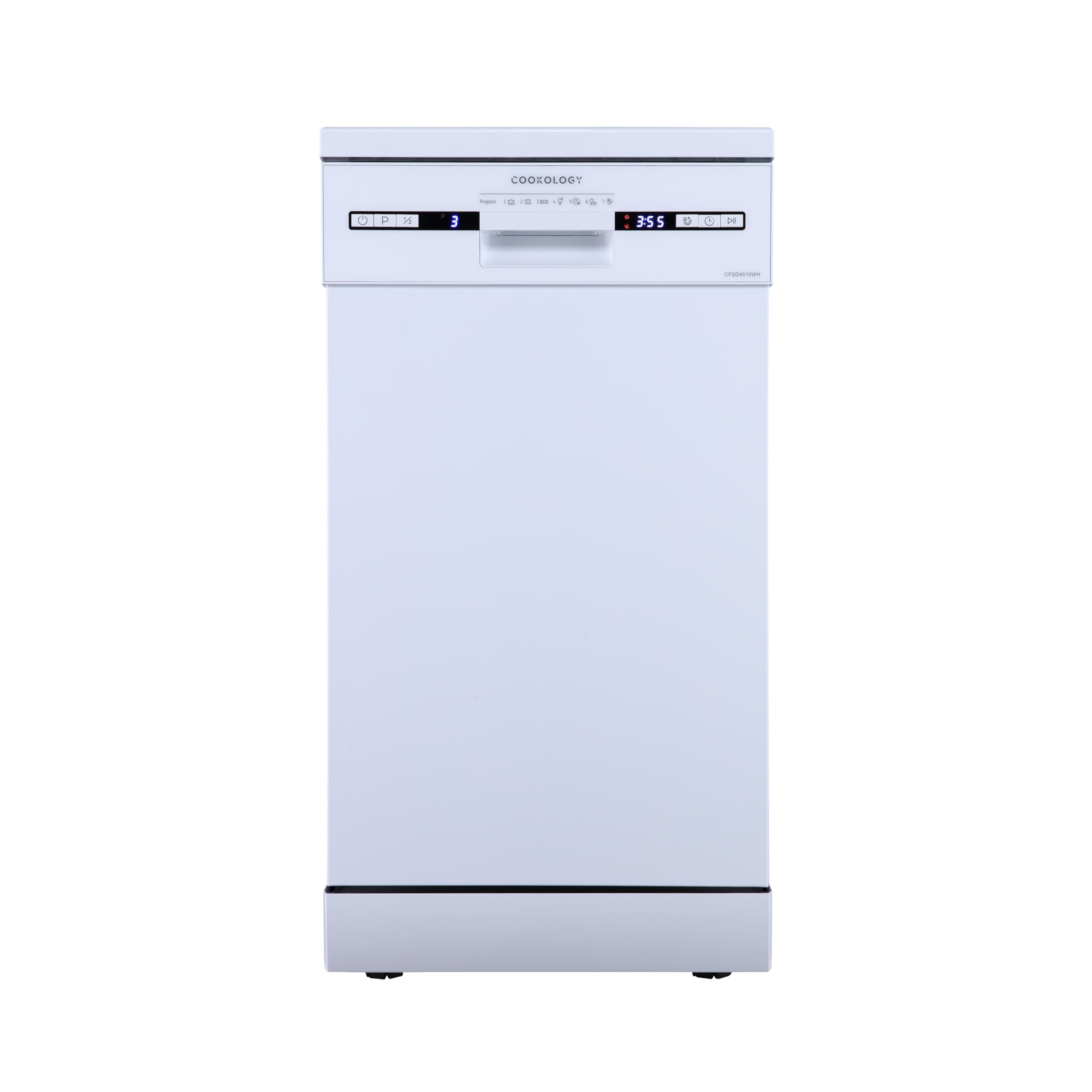 Cookology CFSD4510SS 45cm Wide Freestanding Slimline Undercounter Dishwasher, 6 Programme Settings with Eco Mode, 10 Place Settings - in Stainless Steel — view 7